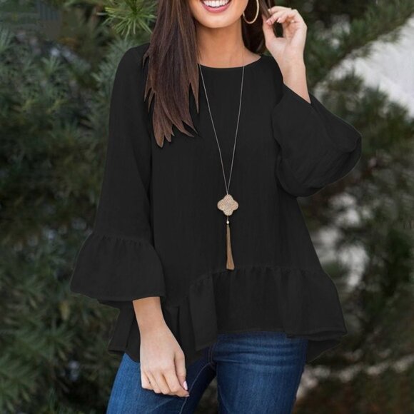 Chic Black Women's Blouse - Picture 5 of 6